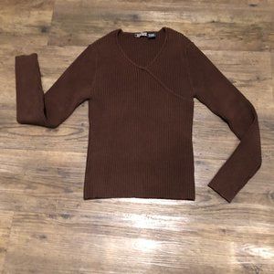 Faux Wrap V-Neck Sweater